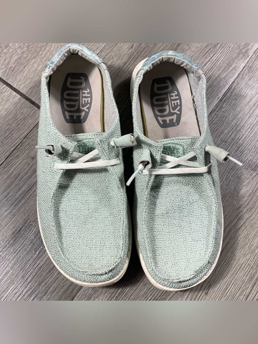 HEY DUDE Mint Green Wendy Woven Slip-On size 7
